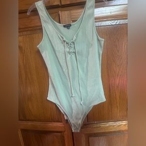 Ambiance 3x body suit, teal, tie up, 2 snaps, stretch very cute and comfy